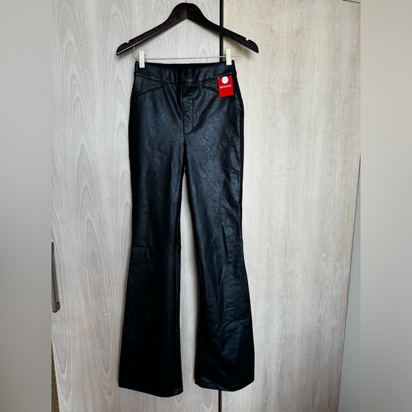 NWT SPANX Faux Leather Small Pocket Flared Trousers Pants stretch-leather flared - Picture 2 of 8